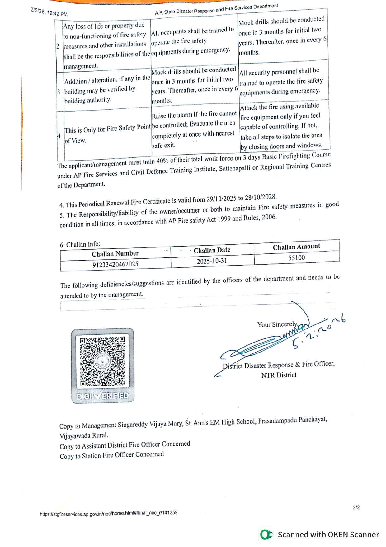 Fire Certificate